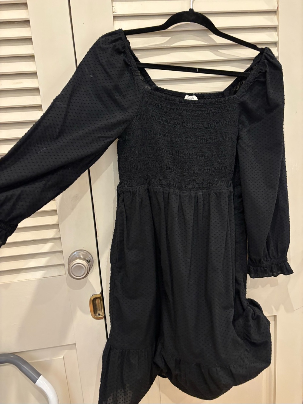 J. crew women’s black ruffled long sleeve dress - Picture 2 of 5